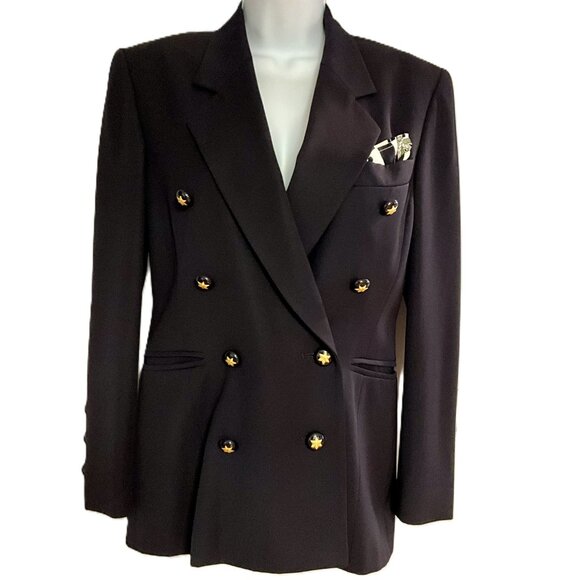 Escada by Margaretha Ley Vintage Wool Blazer with Gold Star Buttons - Picture 1 of 8